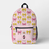 School Schattige Bow Pencil Coquette Retro Monogra Bedrukte Rugzak (Voorkant)