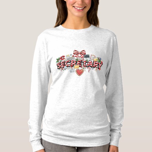 School Secretary Christmas Long Sleeve T-shirt (Voorkant)