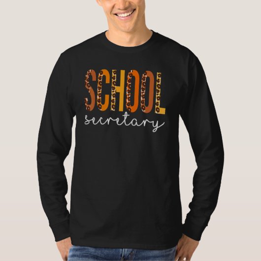 School Secretary Leopard Squad Cute Fall Autumn Th T-shirt (Voorkant)