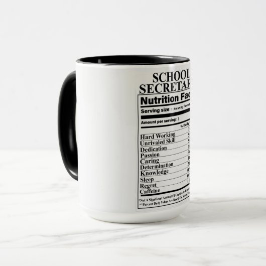 School Secretary Nutrition Facts Mok (Voorkant links)