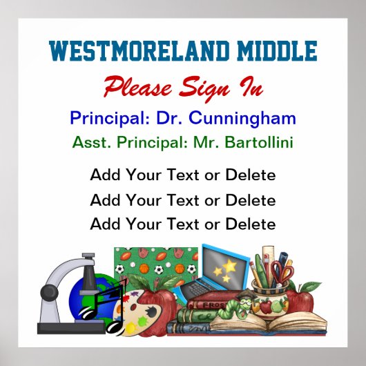 School Sign In Principal Poster - SRF (Voorkant)