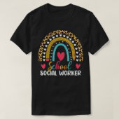 School Social Worker Boho Rainbow Leopard Pattern T-shirt (Design voorkant)