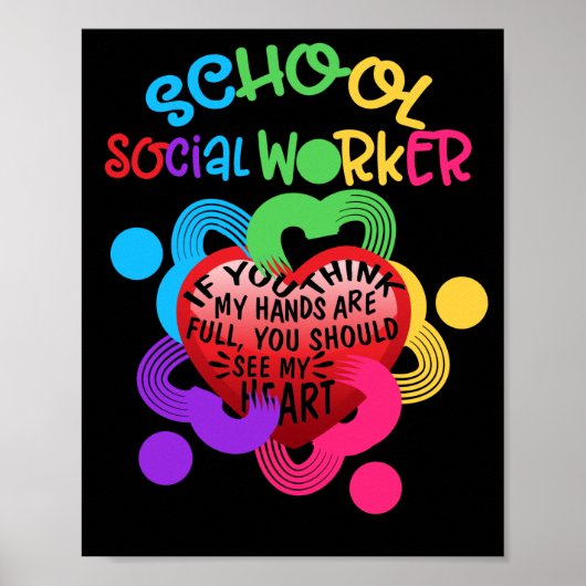 School Social Worker Heart Hand Poster (Voorkant)