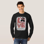 School Social Worker Love Messy Bun Valentine's Ap T-shirt (Voorkant volledig)