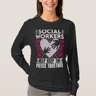 School Social Worker Month Heart Hands Puzzle Soci T-shirt