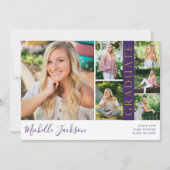 School Spirit 6 Foto Afstudeer Paarse Aankondiging (Voorkant)