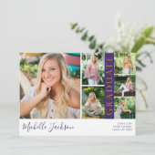 School Spirit 6 Foto Afstudeer Paarse Aankondiging (Staand voorkant)