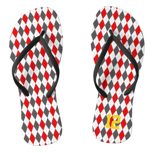 School Spirit Argyle Sportspeler NUMMER Fun Teenslippers (Voetbed)