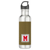 School Spirit Black Gold Red Monogram Initiaal Waterfles (Voorkant)