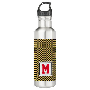 School Spirit Black Gold Red Monogram Initiaal Waterfles