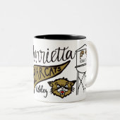 School Spirit Button Tweekleurige Koffiemok (Voorkant rechts)