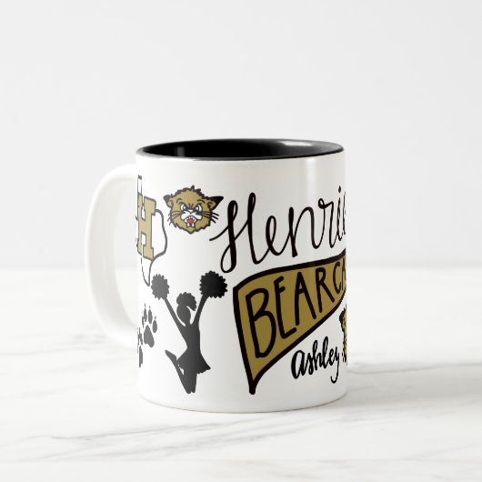 School Spirit Button Tweekleurige Koffiemok (Voorkant links)