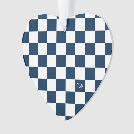 School Spirit Checkerboard INITIALEN Blue Team Fun Ornament (voorkant)