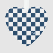 School Spirit Checkerboard INITIALEN Blue Team Fun Ornament (voorkant)