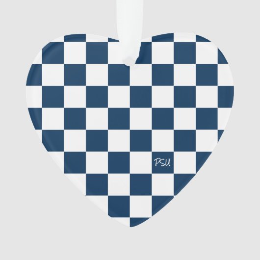 School Spirit Checkerboard INITIALEN Blue Team Fun Ornament (voorkant)
