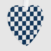School Spirit Checkerboard INITIALEN Blue Team Fun Ornament (voorkant)