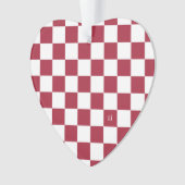 School Spirit Checkerboard INITIALEN Rood Wit Team Ornament (voorkant)