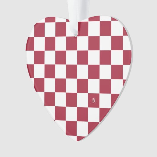 School Spirit Checkerboard INITIALEN Rood Wit Team Ornament (voorkant)