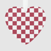 School Spirit Checkerboard INITIALEN Rood Wit Team Ornament (voorkant)