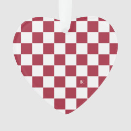 School Spirit Checkerboard INITIALEN Rood Wit Team Ornament