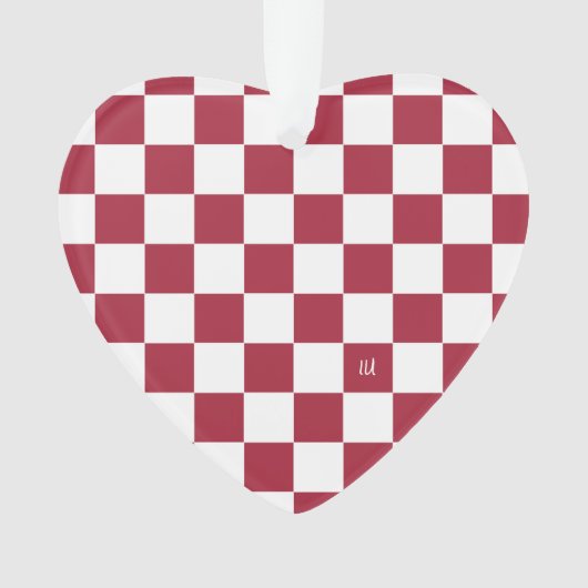 School Spirit Checkerboard INITIALEN Rood Wit Team Ornament (voorkant)