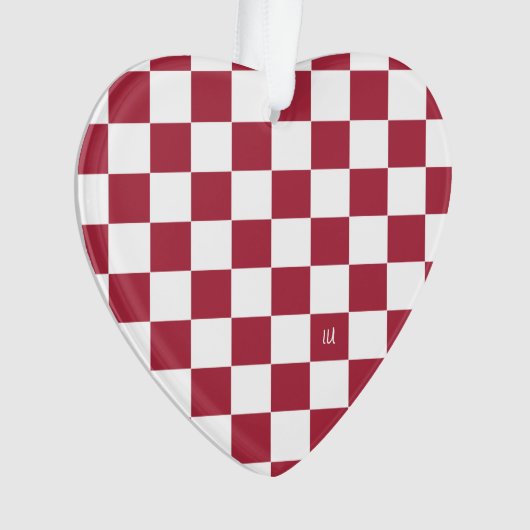 School Spirit Checkerboard INITIALEN Rood Wit Team Ornament (voorkant)