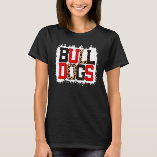 School Spirit Mascot Bulldogs Leopard Print Teache T-shirt (Voorkant)
