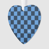 School Sport Checkerboard INITIALEN Hart Team Fun Ornament (voorkant)