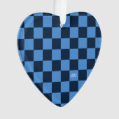 School Sport Checkerboard INITIALEN Hart Team Fun Ornament (voorkant)
