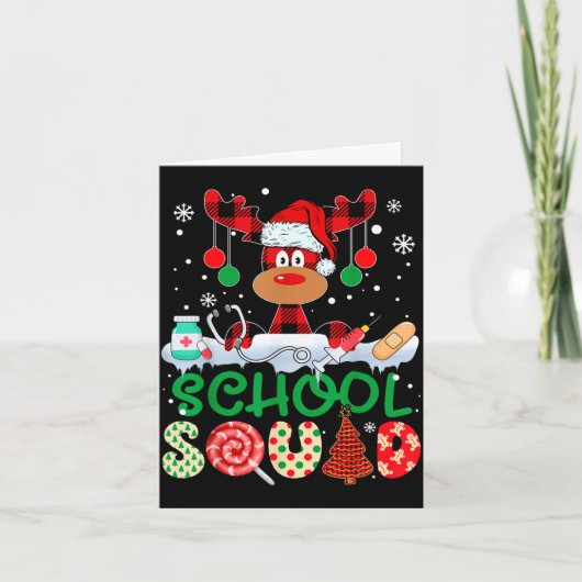 School squad verpleegster rendier buffel rood geru kaart (Voorkant)