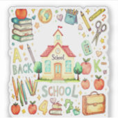 School Stickers for Kids | Classroom Icons, Books  (Voorkant)
