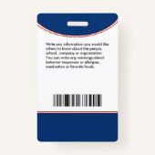 School Student Jongen Meisje ID Identificatie Kaar Badge (Achterkant)