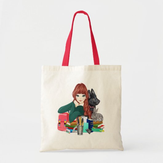 School Study Buddies Furry Friends Canvas tas, ZKO Tote Bag (Voorkant)