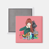 School Study Buddies Furry Friends Magnet, ZKOA Magneet (Voorkant / Achterkant)