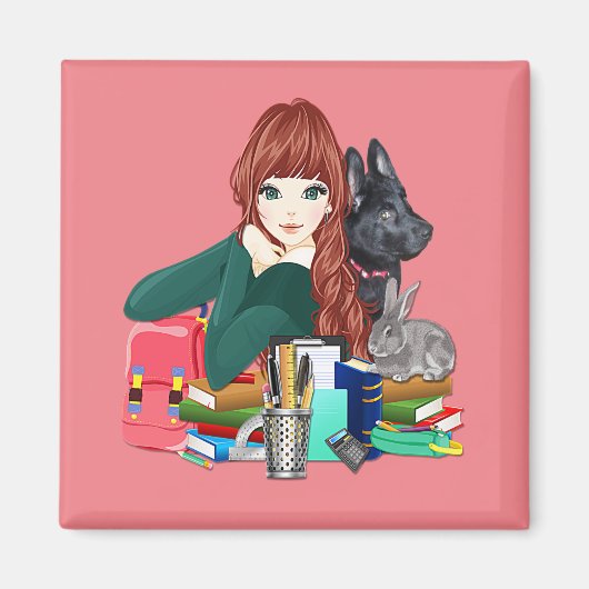School Study Buddies Furry Friends Magnet, ZKOA Magneet (Voorkant)
