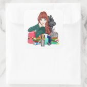 School Study Buddies Furry Friends Sticker, ZKOA Vierkante Sticker (Tas)