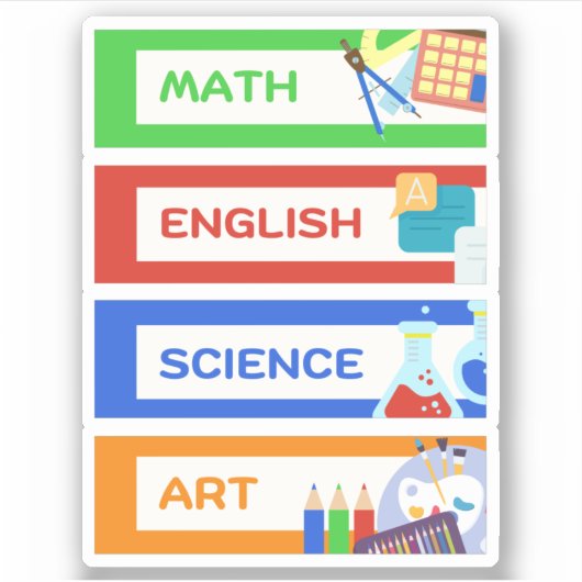 School subject stickers pack/labels stickers  (Voorkant)