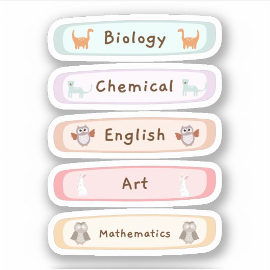 School subject stickers pack/labels stickers (Voorkant)