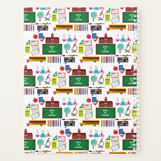 SCHOOL SUBJECTEN Gepersonaliseerd Monogram wit/gro Planner (Achterkant)