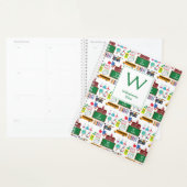 SCHOOL SUBJECTEN Gepersonaliseerd Monogram wit/gro Planner (Display)