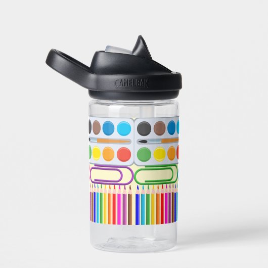 School Supplies Collage - Potloden, Verven, Clips Waterfles (Rechts)