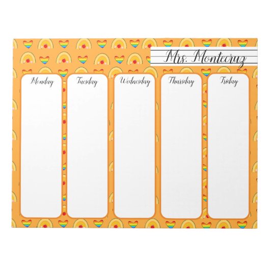 School Supplies en Rainbow Hearts Pattern School Notitieblok (Voorkant)