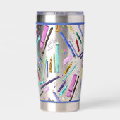 School supplies pattern geïsoleerde drinkbeker (Achterkant)