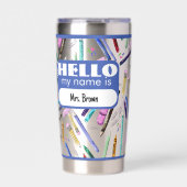 School supplies pattern geïsoleerde drinkbeker (Voorkant)