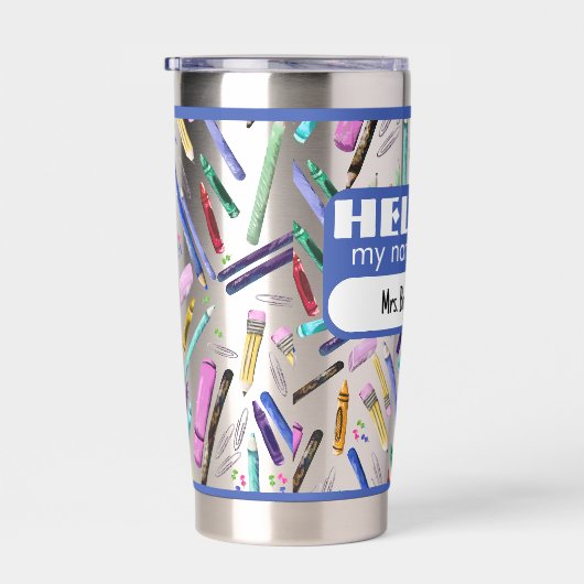 School supplies pattern geïsoleerde drinkbeker (Rechts)