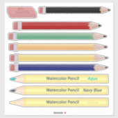 School Supplies Potloden en Eraser Leuk Sticker (Vel)