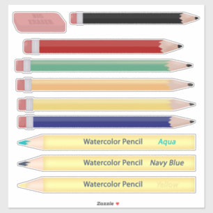 School Supplies Potloden en Eraser Leuk Sticker