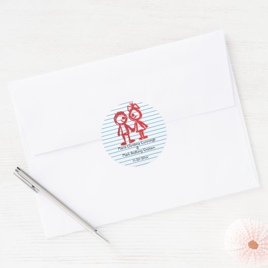 School Sweethearts Wedding Sticker (Envelop)