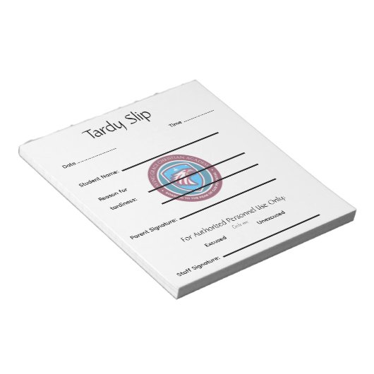 School Tardy Slip Notitieblok (Schuin)