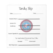 School Tardy Slip Notitieblok (Voorkant)